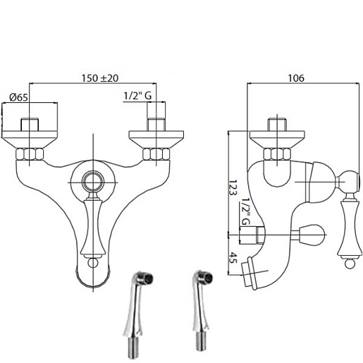 Cezares Смеситель MARGOT-PBVM-02-Bi на борт ванны – картинка-3